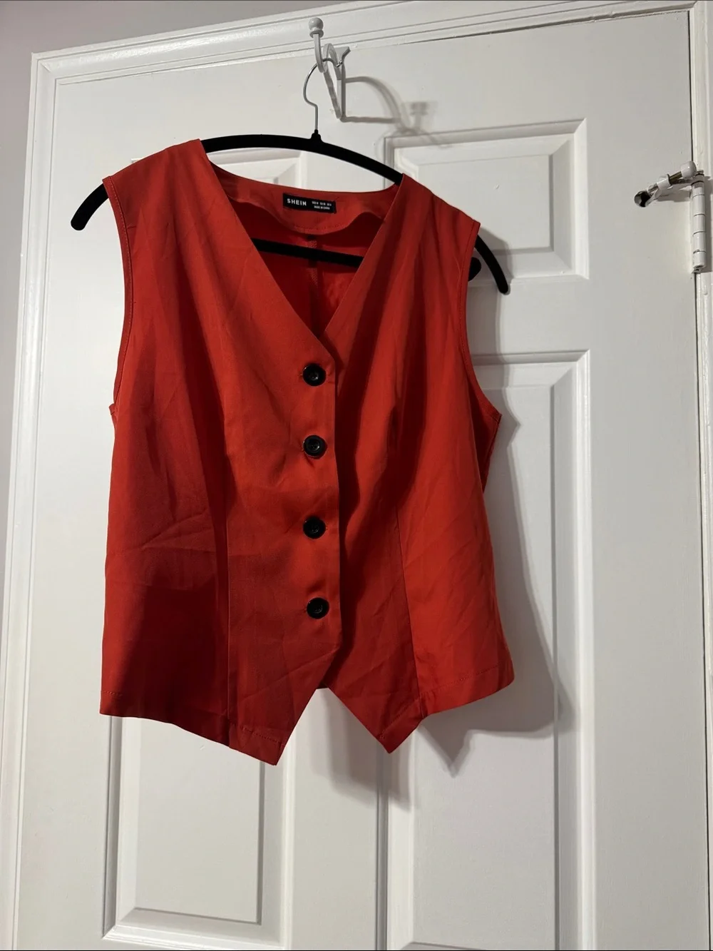 SHEIN dark orange Sleeveless Vest and Wide-Leg Pants Set